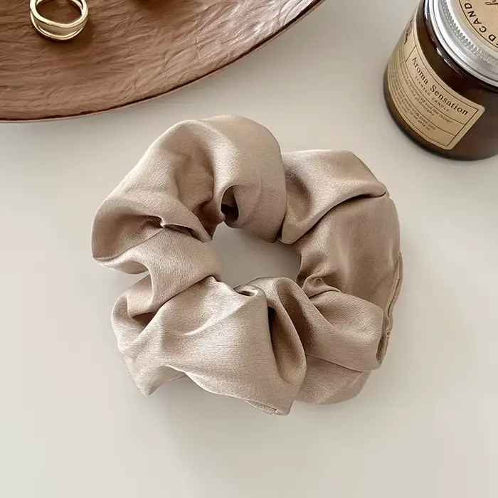 Chouchous en Satin de soie Vintage, 1 pièce, bandes élastiques pour cheveux, couleur unie, couvre-ch