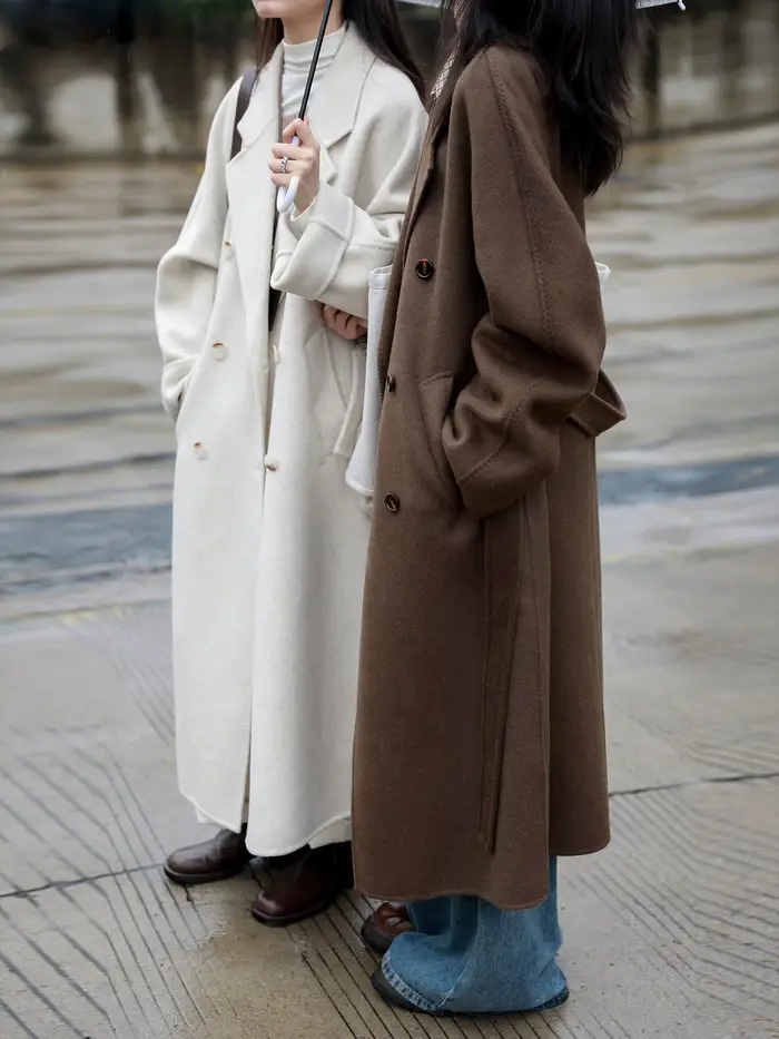 CHIC VEN femmes Long manteau en laine ample décontracté Double face vêtements de dessus pour femmes 
