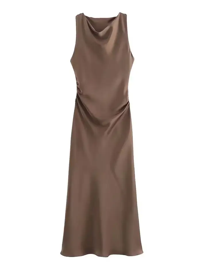 Robes longues en satin pour femmes 2026 – Robe midi d'été sexy pour femme, robe de soirée élégante s