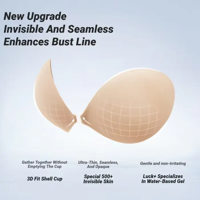 Silikonová lepicí podprsenka - vodotěsná, neviditelná, push-up pro svatební šaty a backless, přírodní křivky, malá hrudník, ženy