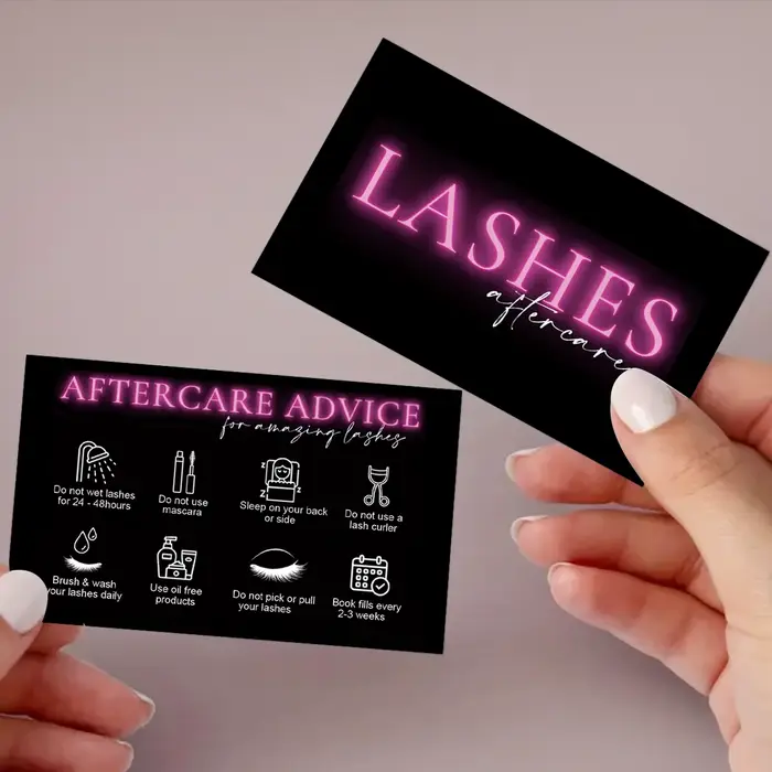 Carte de soins après-vente pour cils noirs, 50 pièces, cartes de fidélité pour Studio de beauté, Ext