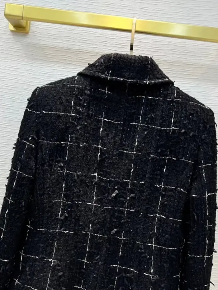 Veste en tweed à carreaux pour femmes, glands, mi-boutonnage simple, avocat, fête, vêtements d'extér