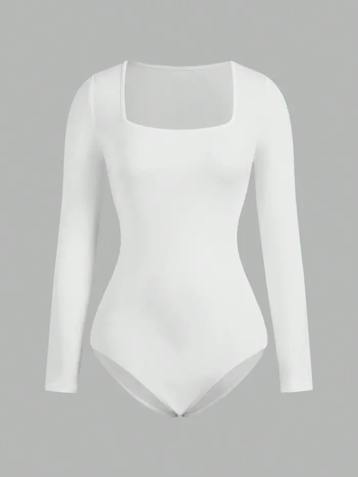 Body une pièce à manches longues pour femme, 3 pièces, col carré, entrejambe ouvert, Streetwear, vêt
