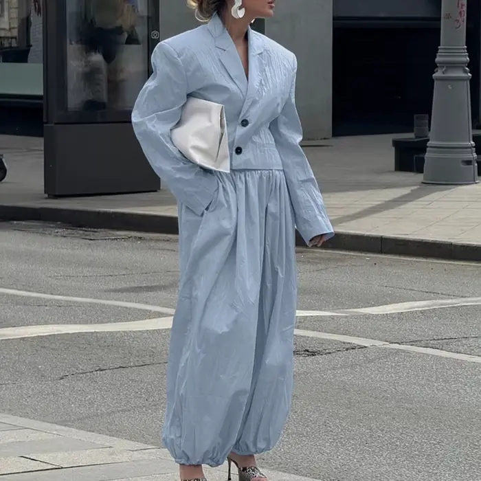 Ensembles de chemises à col en V boutonnées et pantalons à jambes larges pour femmes, printemps-été,