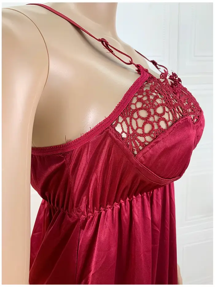 Dernières femmes africaines Sexy élégant dentelle broderie pyjamas soie confortable Sexy chemise de 