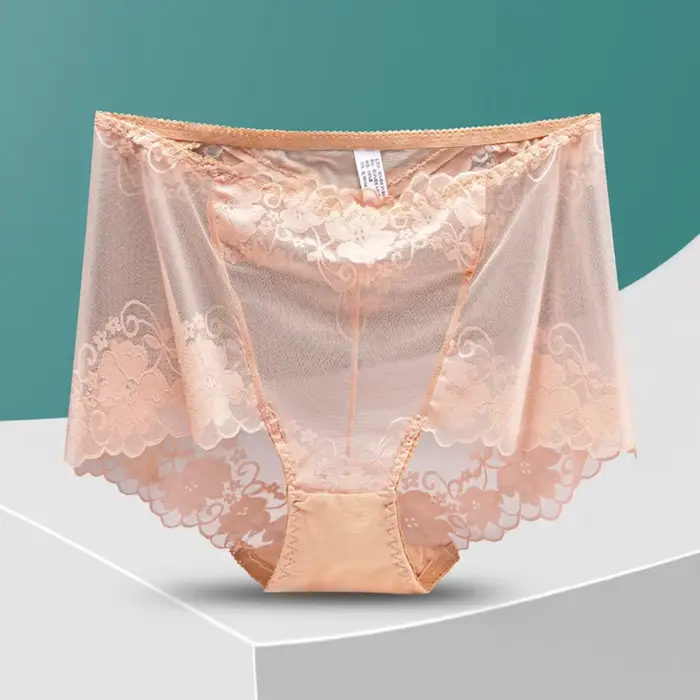 Plus velikost dámské CRWC průhledný krajkové kalhotky, elegantní a smyslné dámské spodní prádlo pro zvláštní příležitosti