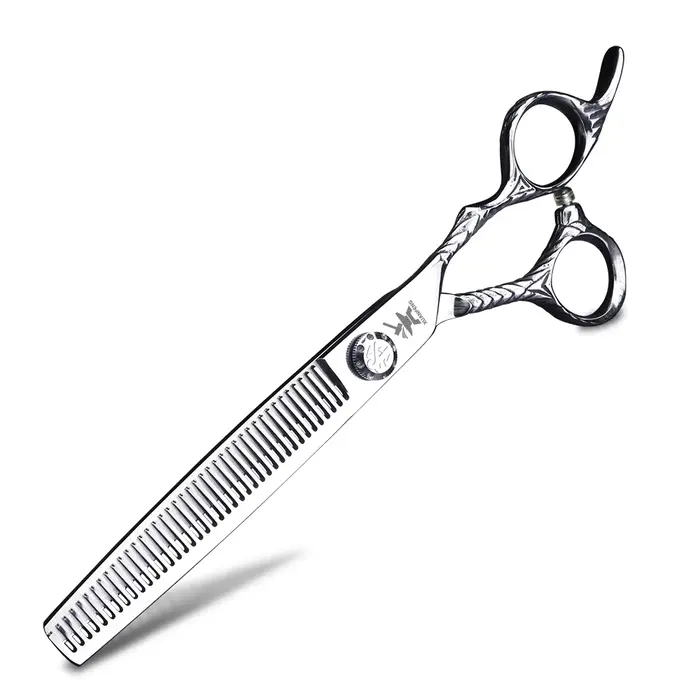 Ciseaux à cheveux XUANTENG en argent de 7 pouces, ciseaux de coiffure en acier 440C et ciseaux à eff