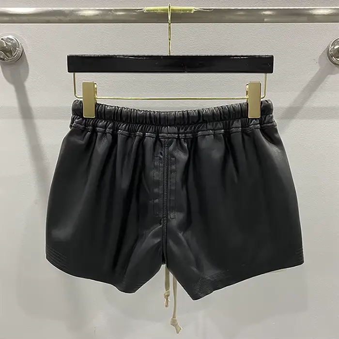 Short en cuir Y2K pour femme, poches exposées, taille élastique, cordon de proximité, décontracté, p
