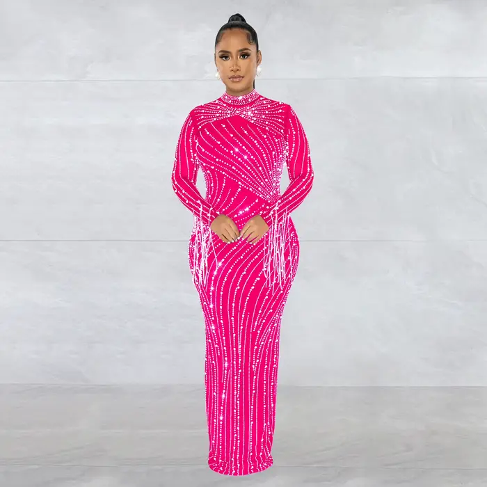 Rotterdam-Robe Longue Transparente avec Strass, Costume Luxueux de Danseuse, Tenue de Soirée Nue Cli