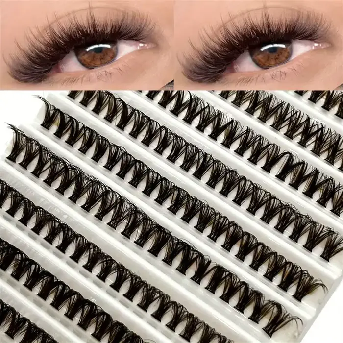 200 pièces cils en grappe marron 40D greffage Volume individuel Extension de cils outil de maquillag