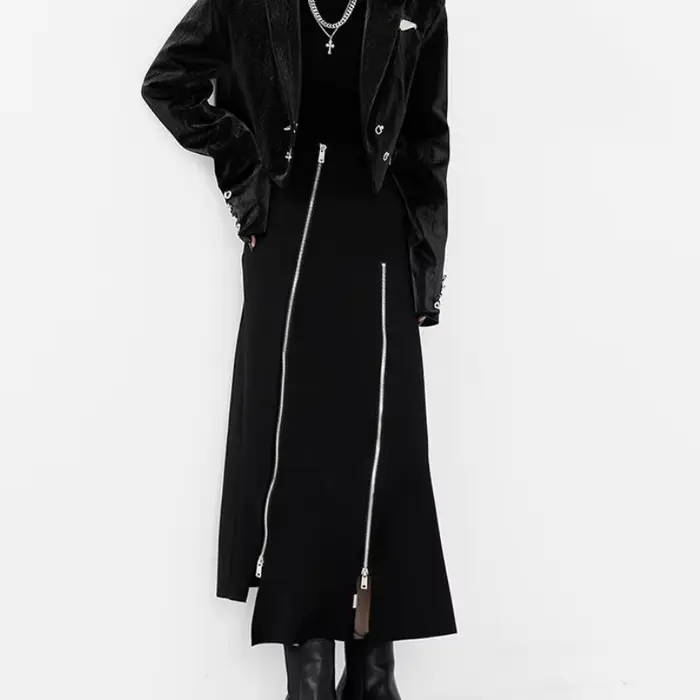 Jupe mi-longue pour femme, jupes Y2K, design personnalisé, style coréen, pur compromis, streetwear a