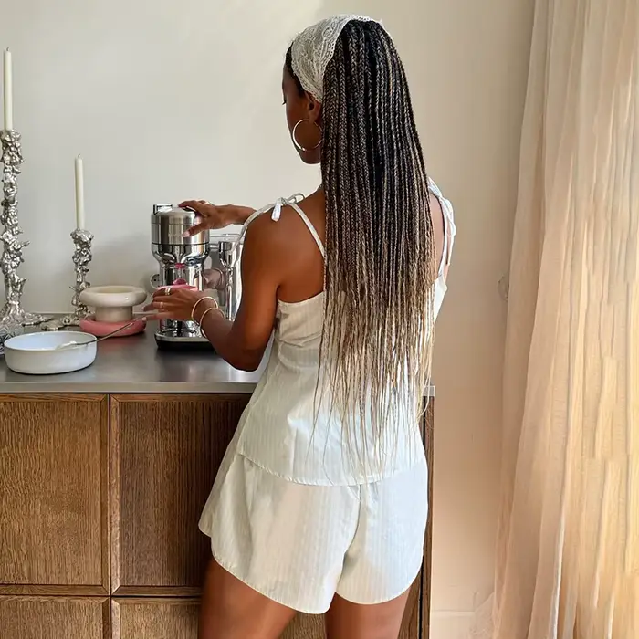 Pyjama rayé style Ins pour femme élégant vêtement d'intérieur printemps été nouvelle collection occaions spéciales