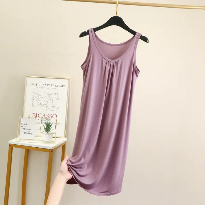 Grande taille chemises de nuit décontracté femmes vêtements de nuit sans manches gilet robe de nuit nuisette été pyjamas XL-6XL Sexy Modal Lingerie
