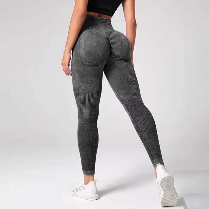 Leggings de sport de contrôle du ventre de teinture par nouage de base de yoga