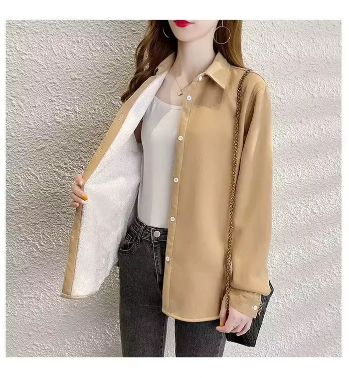 Chemise en Velours Côtelé à Manches sulfpour Femme, Vêtement Chaud et Décontracté, de Couleur Unie,