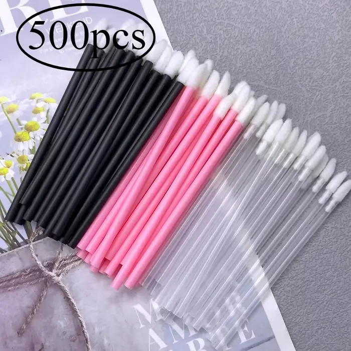 500 pièces brosse à lèvres jetable rouge à lèvres brosse cils microbrosse Mascara baguettes applicat