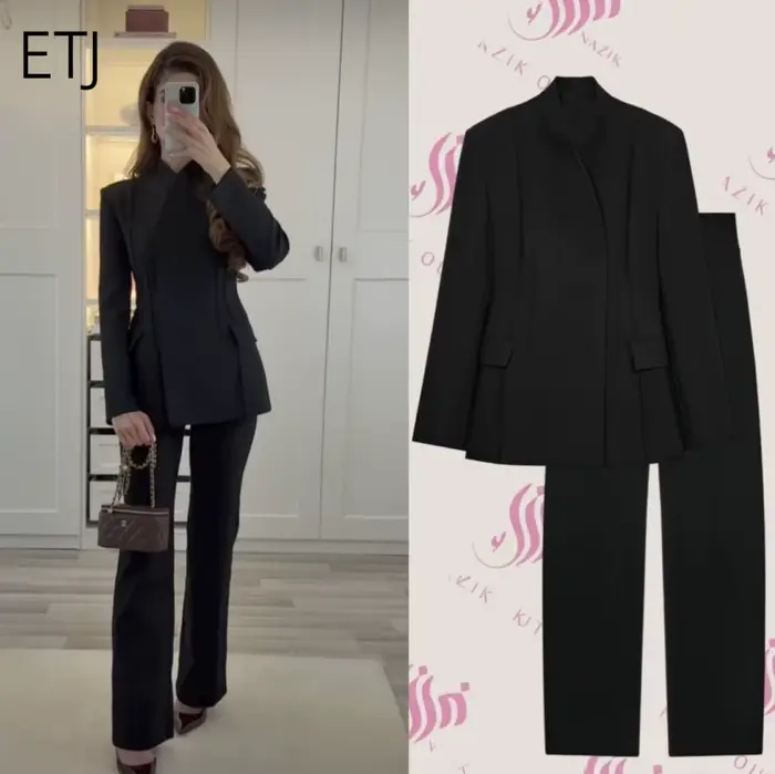 ETJ 2025 – veste de costume slim à col haut et pantalon décontracté assorti pour femmes, nouveau des