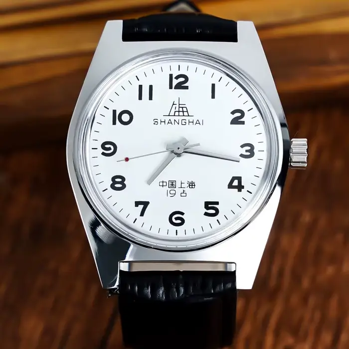 Montre Shanghai 7120 d'inspiration vintage 36 mm - Montre-bracelet mécanique pour homme pour collect