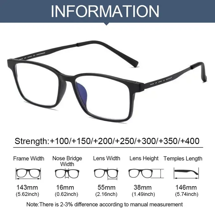 Lunettes de lecture anti-lumière bleue en titane pur pour hommes, lunettes de presbytie, dioptrie + 