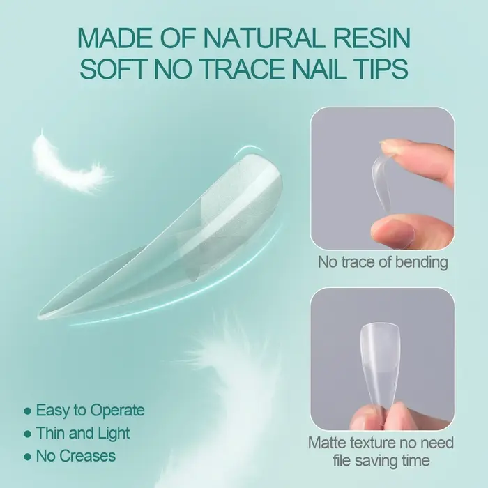 Nailpop 120 pièces ongles acryliques fausse Capsule courte cercueil d'amande carré Extension d'ongle