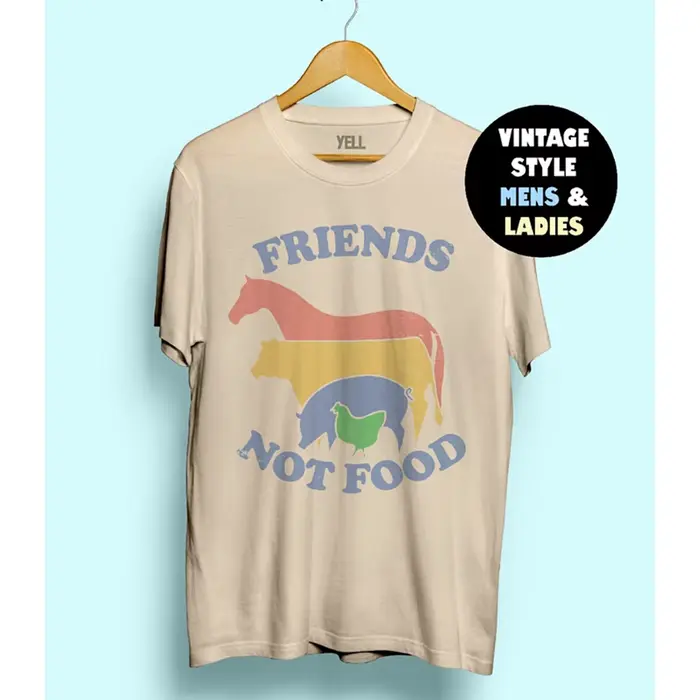 T-shirt Vintage, humoristique et humoristique, avec amis, Not Food, cadeau pour végétalien