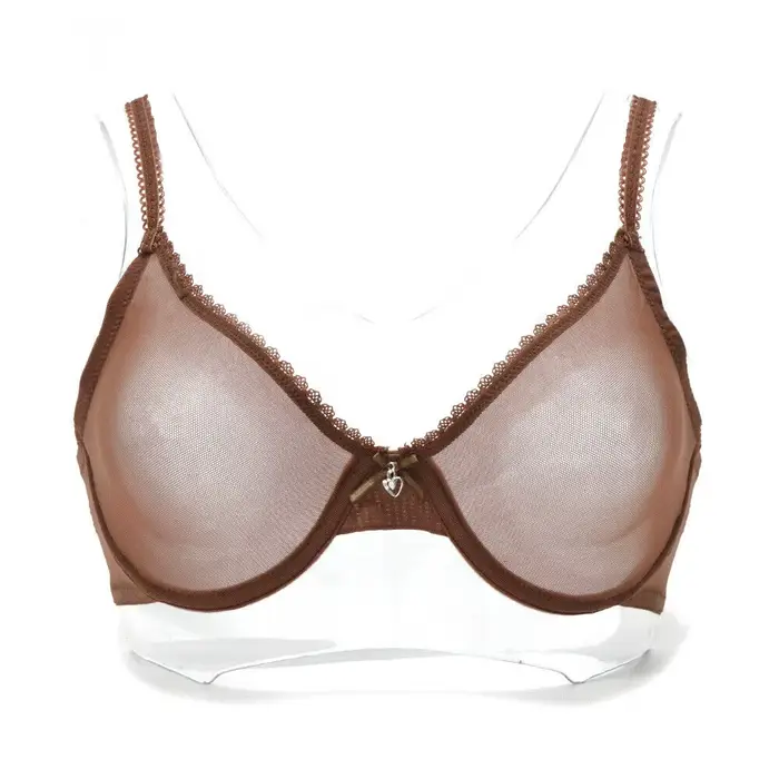 YBCG-Soutien-gorge en maille de dentelle transparente sexy pour femmes, soutien-gorge à grande tasse creuse, bretelles ajustées, lingerie, culotte solide commandée, sous-vêtements