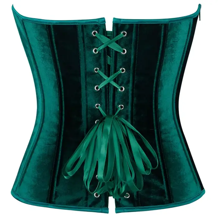 Corset victorien vintage haut sexy pour femme en velours vert noirâtre bustier gothique lingerie occasionnelle et quotidienne