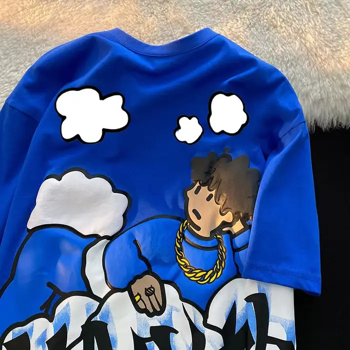 Harajuku nuages Anime garçon imprimer haute rue t-shirts hommes Cool Hip Hop surdimensionné t-shirt