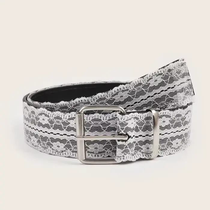 Belle ceinture de taille en dentelle florale blanche ; Accent de mode réglable assorti pour les femm