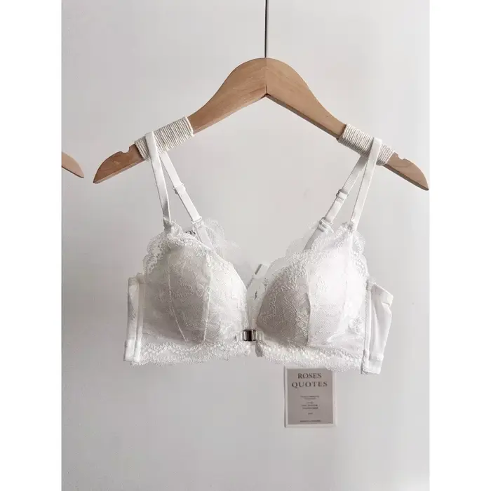 Ensemble de soutien-gorge en dentelle pour femmes à petite poitrine, fermeture frontale, sans armatures, dos élégant, push-up, lingerie douce pour tous les jours, taille 32-38AB
