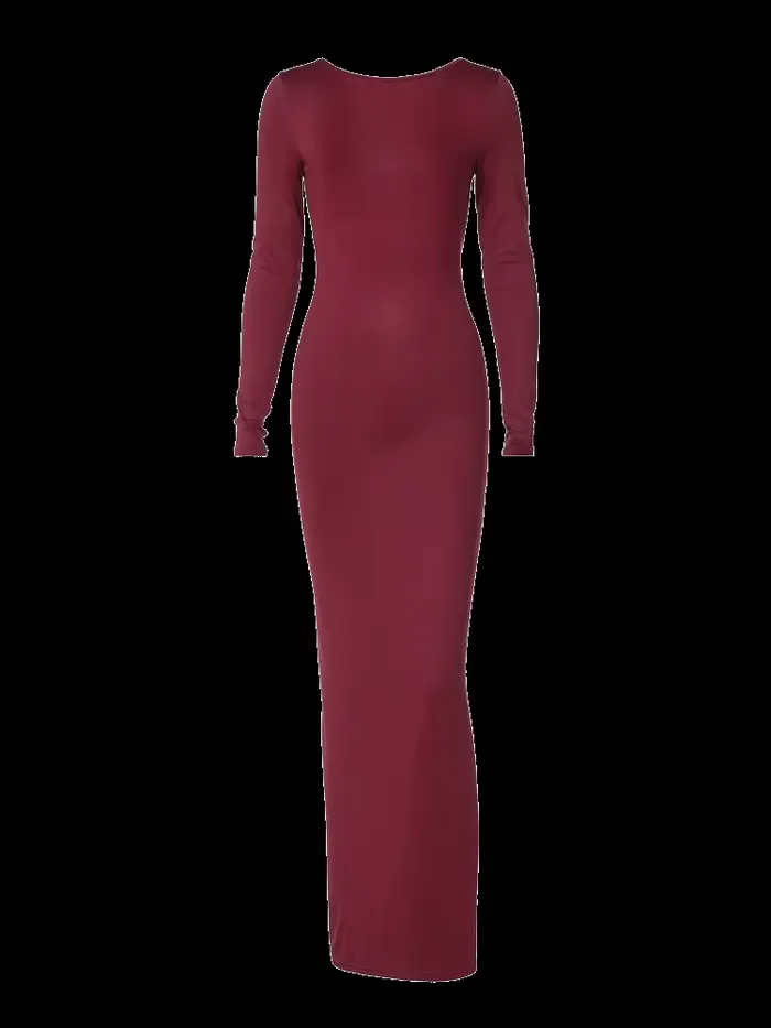 Dulzura – robe Maxi froncée, dos nu, couleur unie, automne-hiver, vêtements pour femmes, Sexy, éléga
