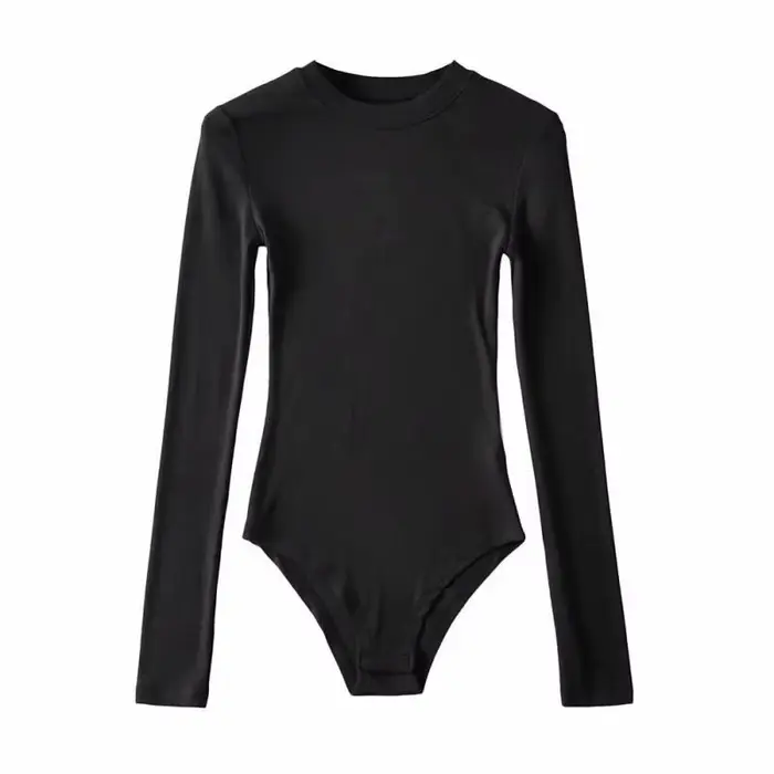 Dámské Sexy Dlouhý Rukáv Body, Vysoký Krk, Teplé Oblečení, Krytý Fit, Módní, Monochromatické, Letní Oblečení, Podzim, Zima, 600, 2023