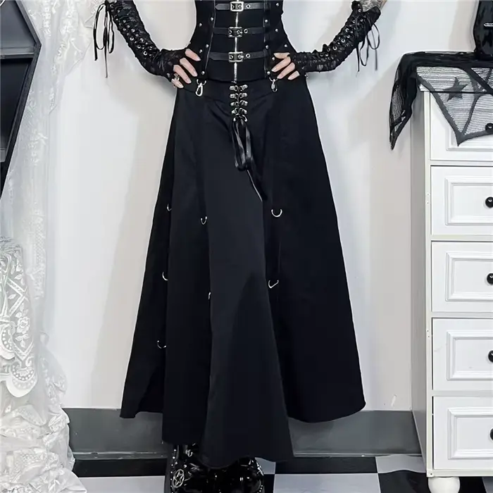 Goth Streetwear jupe gothique femmes Harajuku Emo Alternative Grunge taille haute pansement a-ligne 