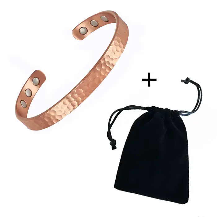 Bracelets Vintage en cuivre pur 99.9%, pour femmes et hommes, manchette de couleur Rose, breloques,