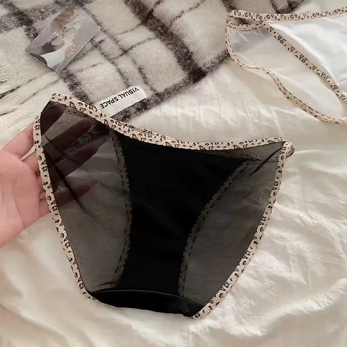 Kalhotky žena krajka leopard antibakteriální rozkrok kalhotky pohodlné spodní prádlo sexy žena prodyšné pevné bezešvé
