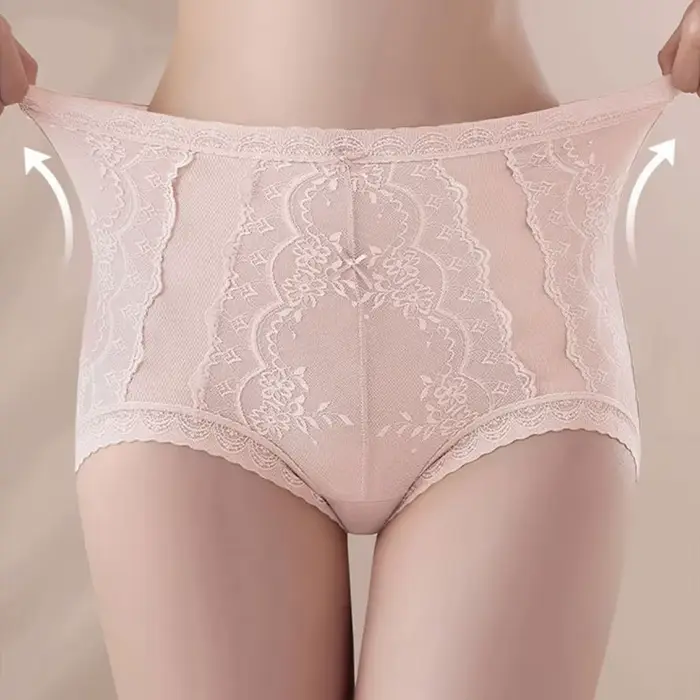 Dámské sexy krajkové kalhotky s vysokým pasem