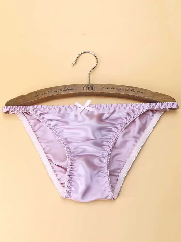 100% morušové hedvábí dámské sexy spodní prádlo, stylové s mašle, dámské nízké pasové hedvábné kalhotky
