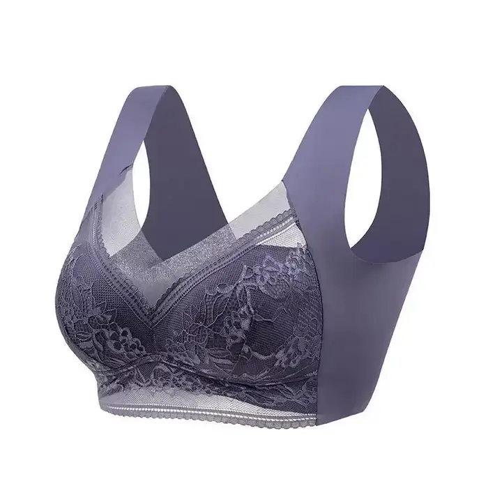 L-6L femmes grand soutien-gorge Push Up glace soie sans couture supérieur Bralette dentelle sans fil