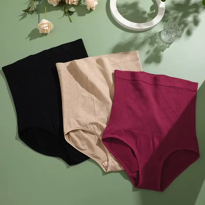 Dámské bezešvé vysoké pasu tvarování kalhotky, zeštíhlující oblečení, jednobarevný barva, Butt Booster, spodní prádlo, vysoce elastické spodní prádlo