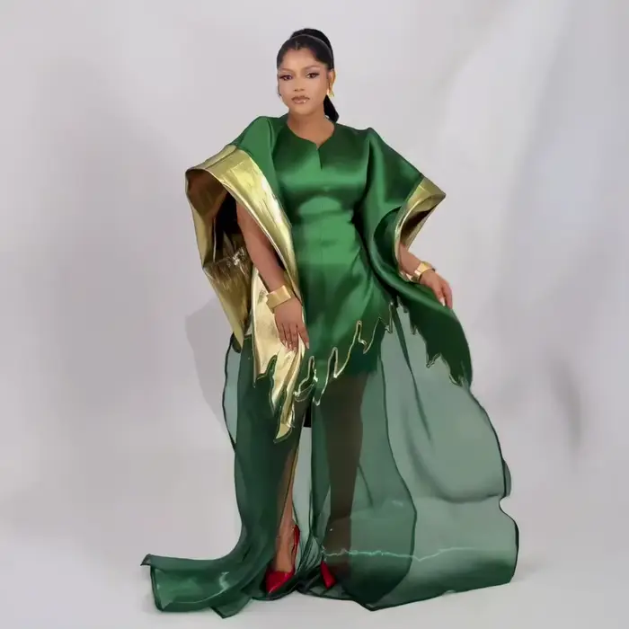 Ensemble deux pièces tendance avec lingerie en dentelle, robe boubou pour femmes, vêtements en tissu africain luxueux pour femmes