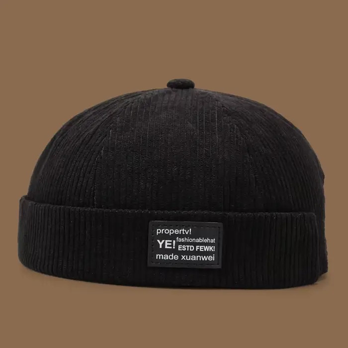 Chapeau décontracté sans bords en velours côtelé d'automne et d'hiver, chapeau yuppie personnalisé, 