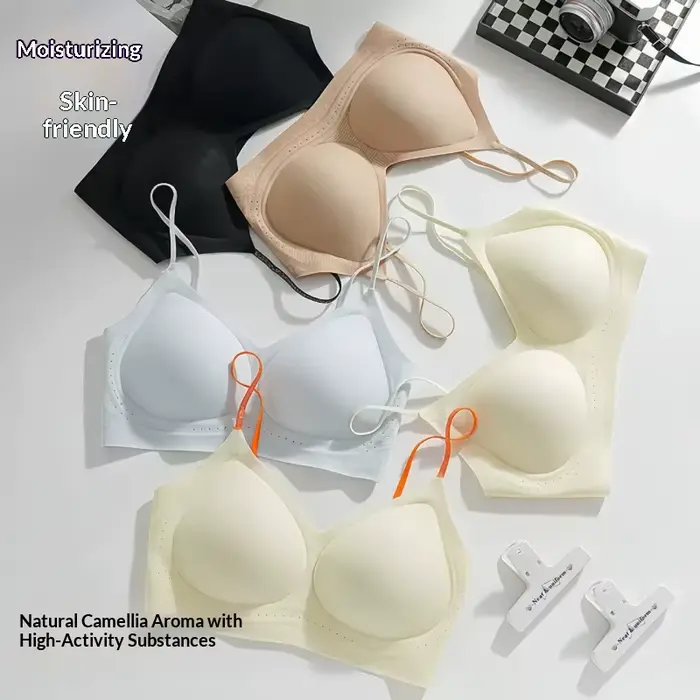 Soft fit bezešvá podprsenka pro ženy: ultratenká, polstrovaná, pohodlná, prodyšná, třpytivá, s tenkou ramínko – neviditelnou podprsenkou