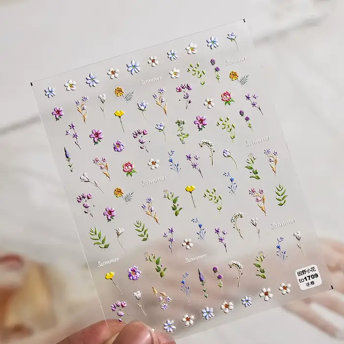 Autocollants pour ongles en forme de fleur, 1 pièce, feuille florale d'été, plante, décalcomanies co
