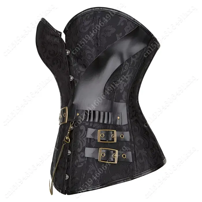 Vintage černý a hnědý gotický korzet pro ženy, plus velikost steampunk top, speciální příležitosti jako Halloween a Nový rok