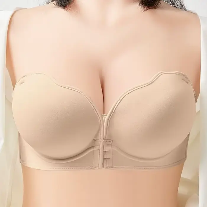 Push-up podprsenka bez ramínek s vycpávkami a předním zapínáním 12 cm | Protiskluzová rukojeť