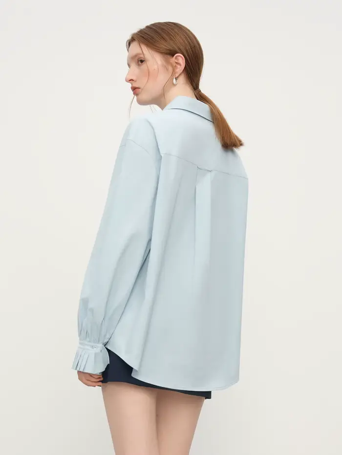 FSLE français-élégant élégant Pima coton chemise à manches longues pour les femmes automne hiver 202