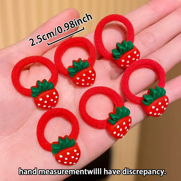 Ensemble d'attaches de cheveux multicolores en forme de fraise, 10 pièces, Design mignon, accessoire