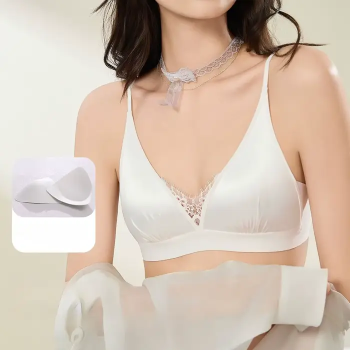 Elegantní francouzská podprsenka bez kostic, luxusní saténové spodní prádlo, bralette pro malý hrudník, jemná krajková letní podprsenka, elegantní a pohodlná bralette