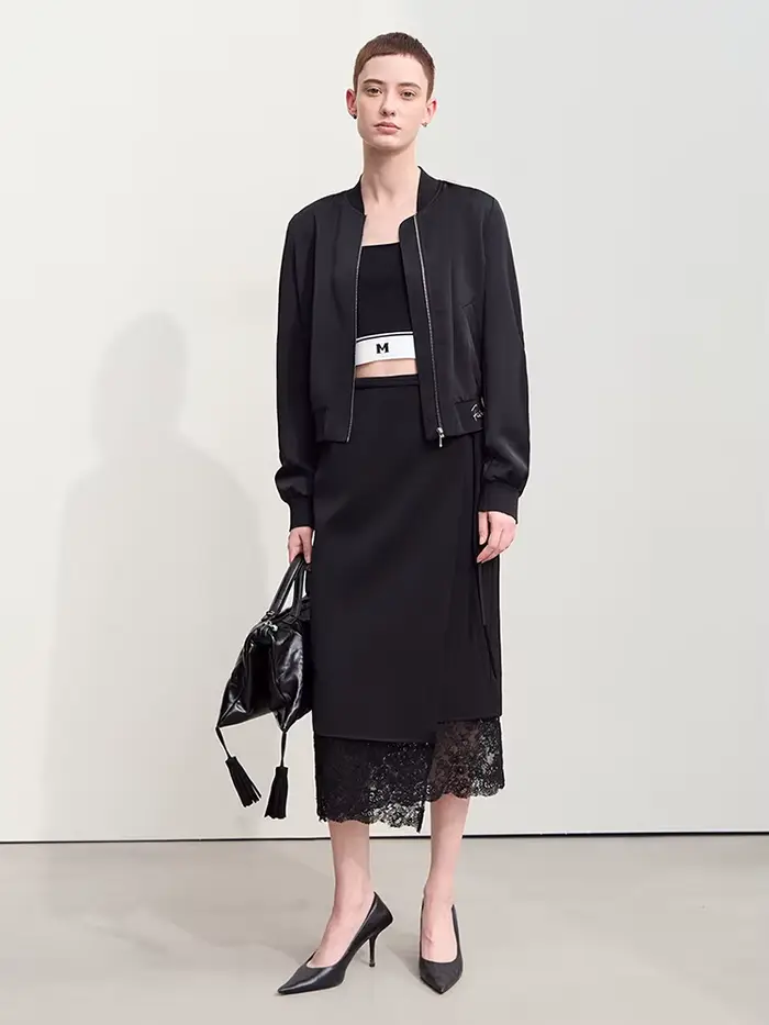Amii minimalisme 2024 jupes pour femmes nouveau automne élégant banlieue dentelle sangle jupe une pi