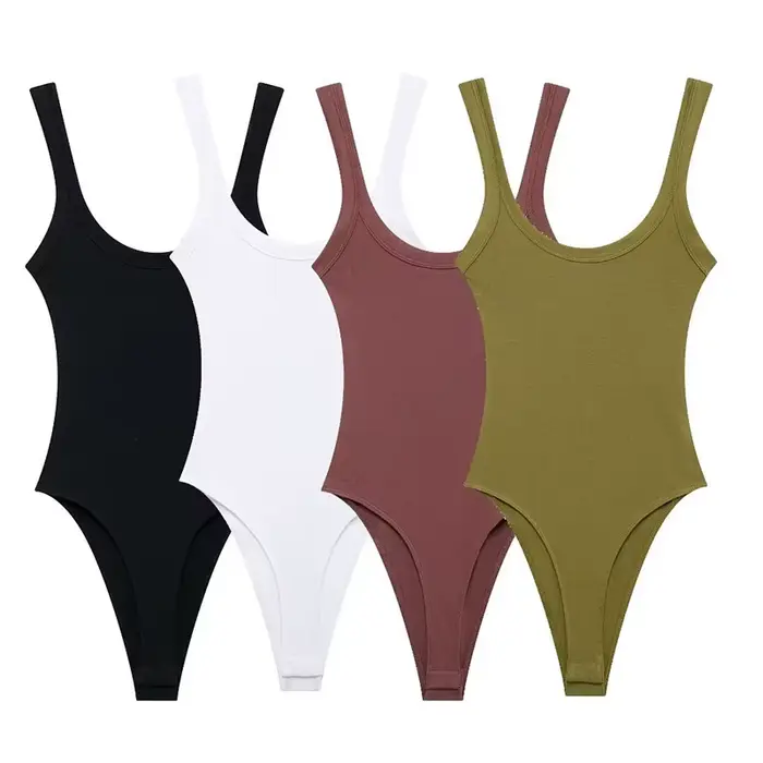 Body côtelé slim pour femmes, bretelles à col rond, boutons-pression, combishort féminin, mode Sexy